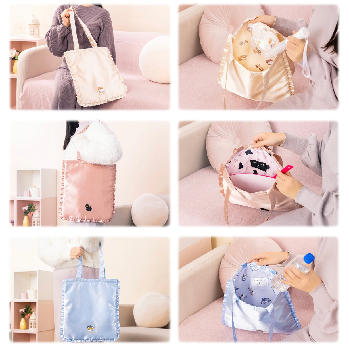 Mofusand 鯊魚貓貓 蝴蝶結2 Way袋/ 荷葉邊Tote Bag