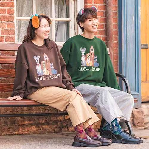 啡色/ 綠色 衛衣 - LADY AND THE TRAMP