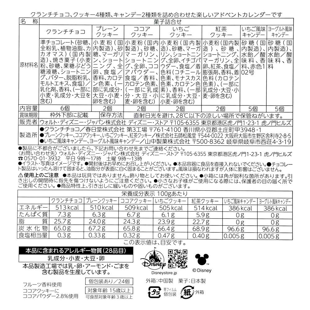 聖誕倒數日曆菓子| Disney Store Christmas 2025