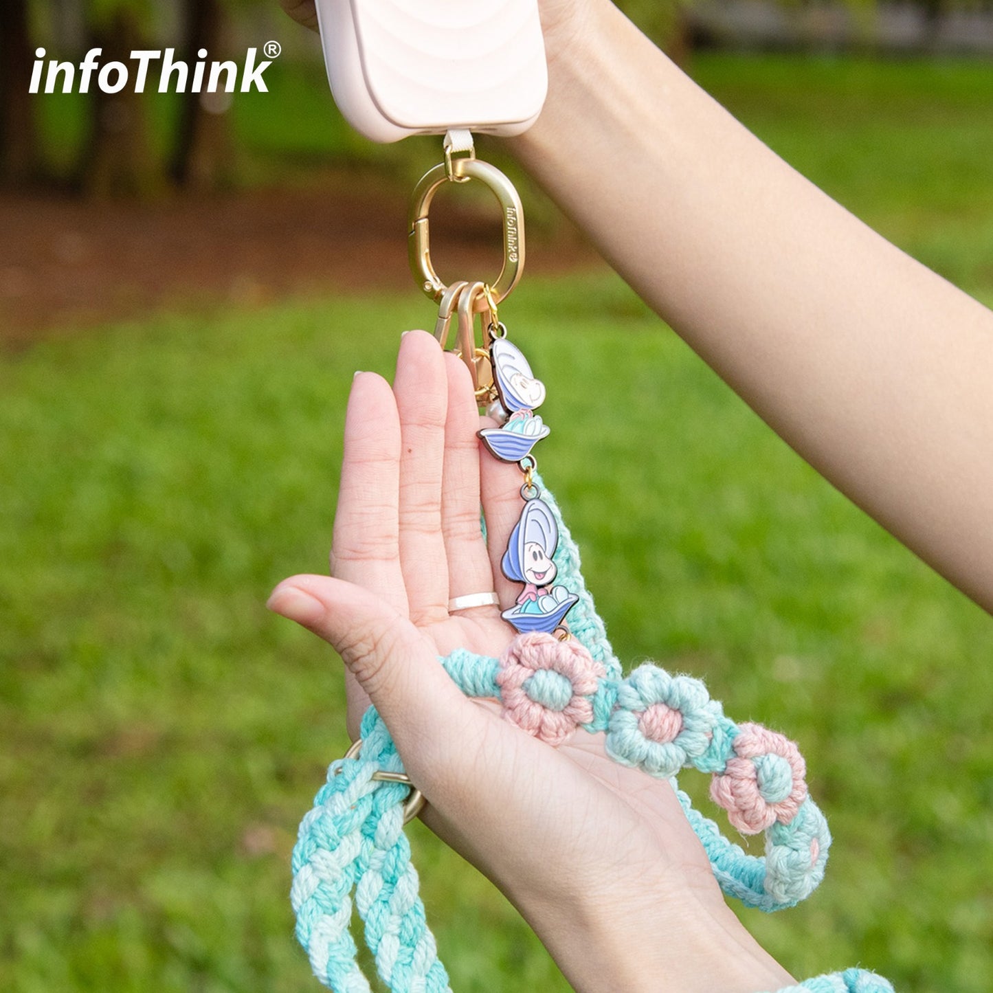 台灣 InfoThink 夢幻深海小牡蠣系列 手機編織頸掛繩