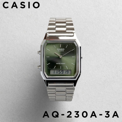 CASIO |AQ-230 人氣大熱復古方角鋼帶手錶
