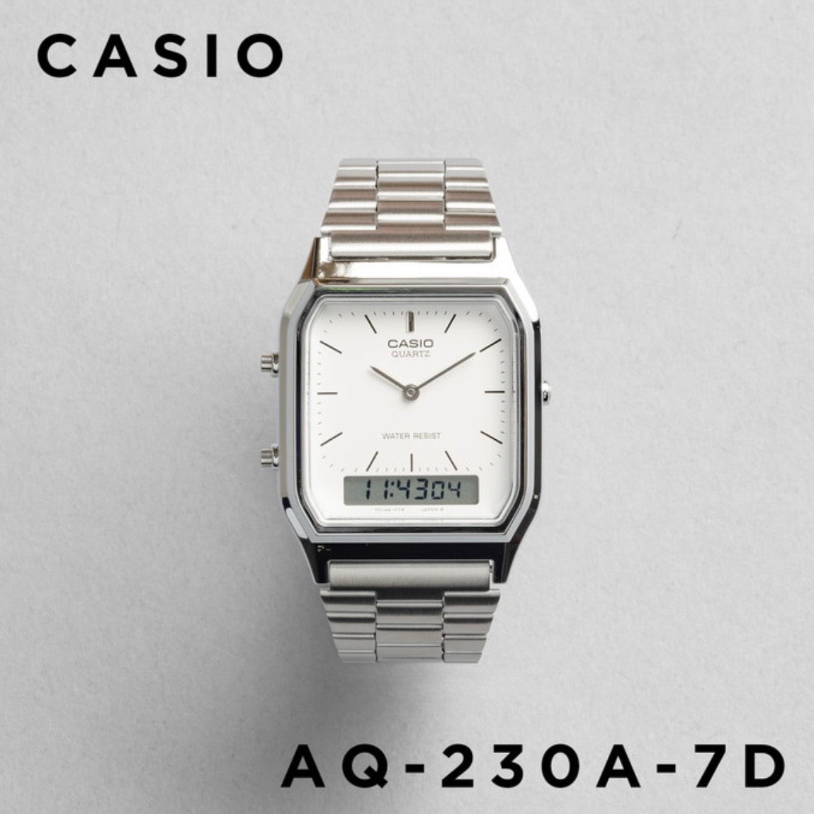 CASIO |AQ-230 人氣大熱復古方角鋼帶手錶