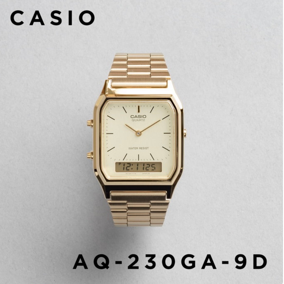 CASIO |AQ-230 人氣大熱復古方角鋼帶手錶