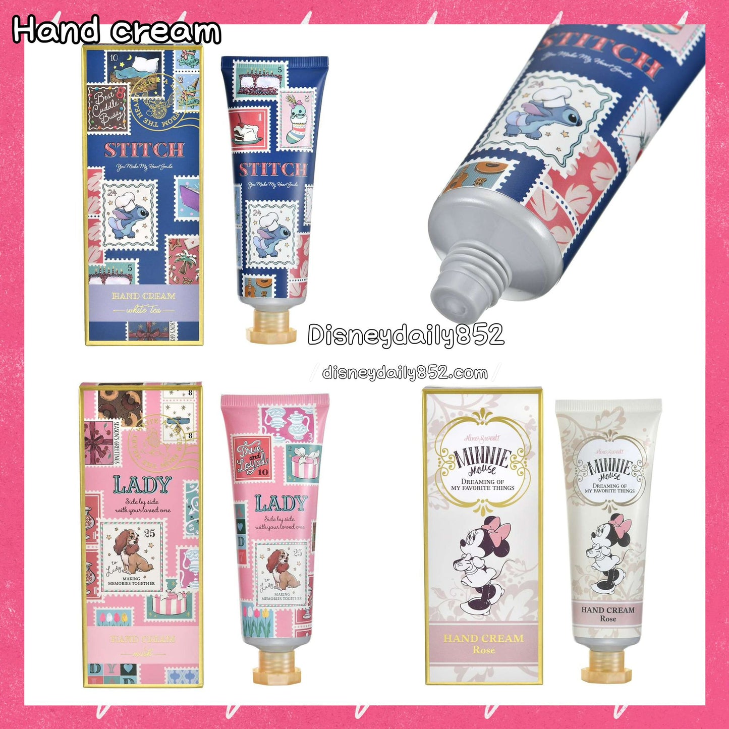 DISNEY CHRISTMAS HOLIDAY SEASON COLLECTION  Stitch/ Lady/ Minnie Hand cream