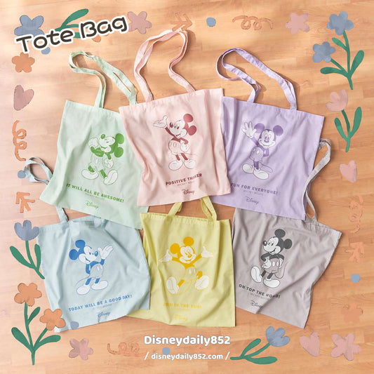 粉紅色/粉藍色/ 粉綠色/ 粉黃色/ 粉紫色/ 灰色 Mickey Tote Bag