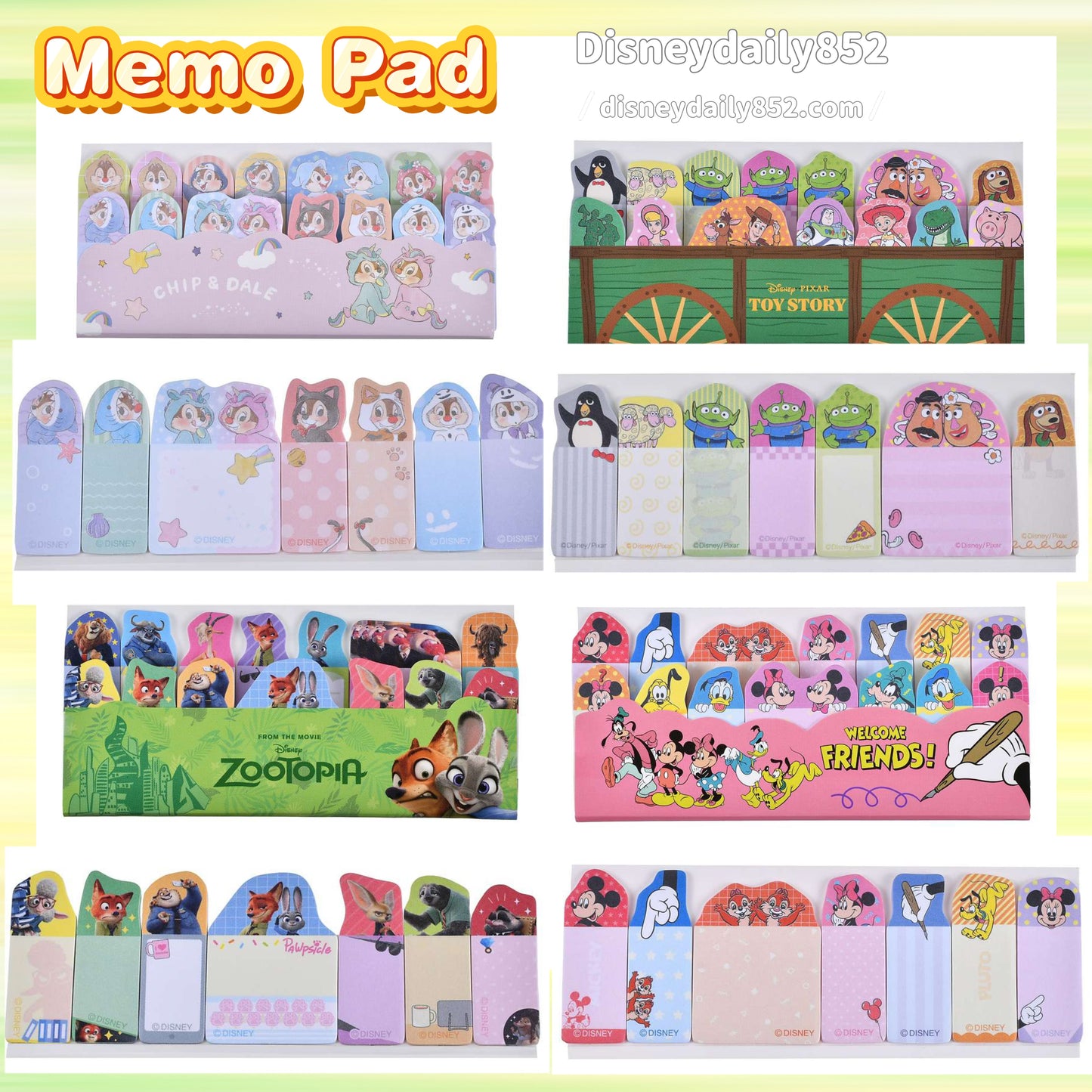 Toy story/ Chip & Dale/ Zootopia/ Mickey & Friends - Memo Pad