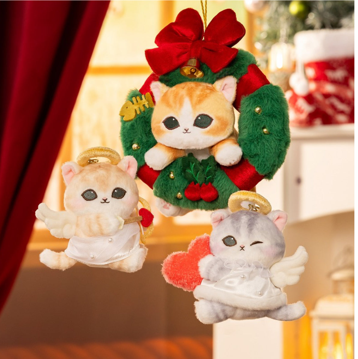 28/11 Mofusand 鯊魚貓貓 聖誕系列｜花環/ 天使 公仔掛飾