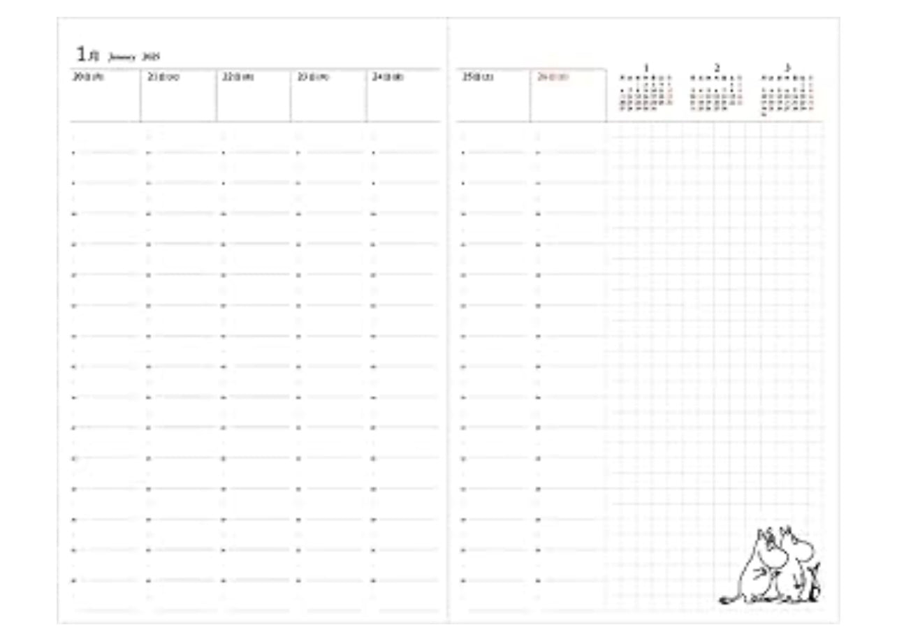 Moomin - 阿美 2025年手帳 A5 月間 週間 Schedule *紅色