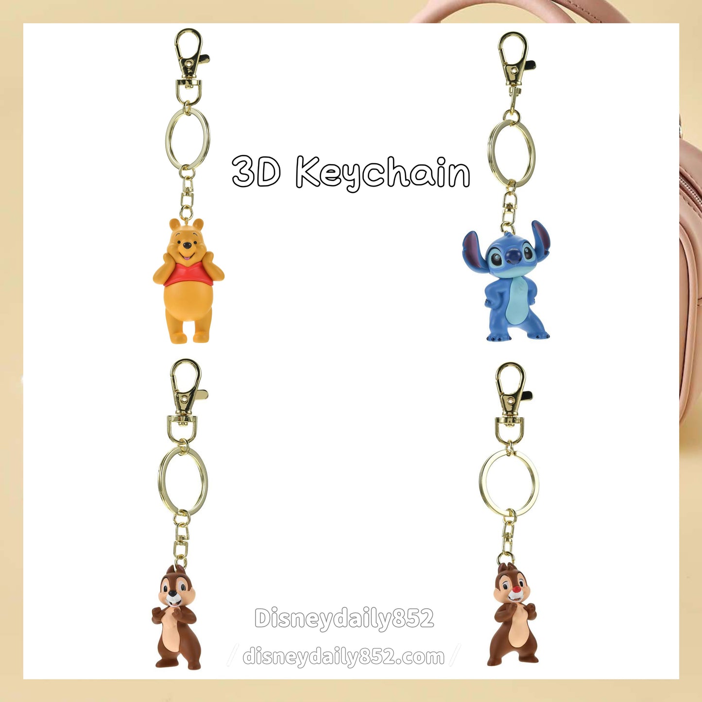Chip/ Dale/ Pooh/ Stitch 3D Keychain - Key Chain Fes