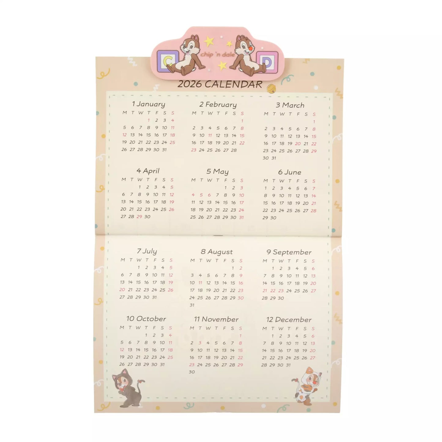 Chip & Dale 磁石夾掛牆月曆 Calendar＆Organizer 2025