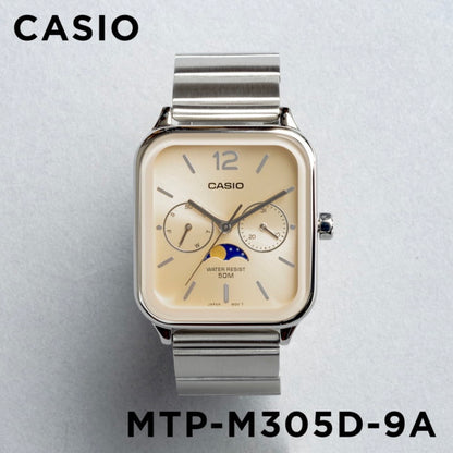 CASIO | MTP-M305 月相顯示盤方角鋼帶手錶 7色