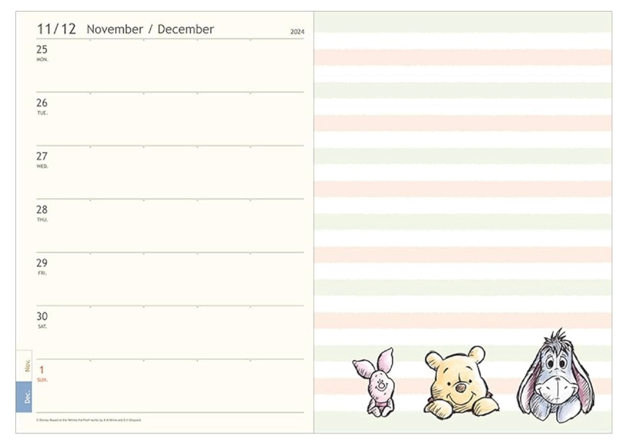 Pooh 2025年手帳 B6 月間 週間 Schedule *水彩