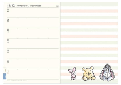 Pooh 2025年手帳 B6 月間 週間 Schedule *水彩