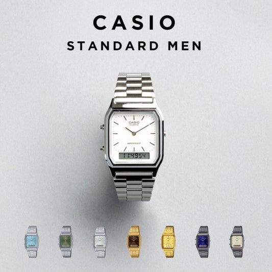 CASIO |AQ-230 人氣大熱復古方角鋼帶手錶