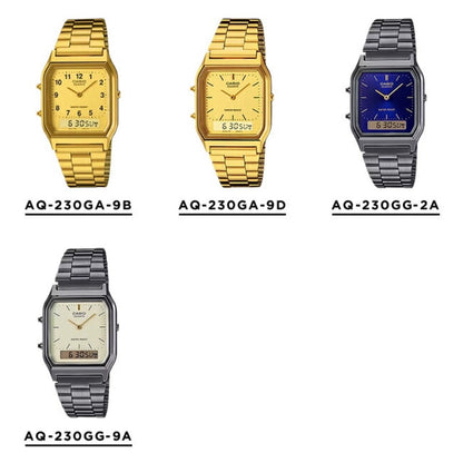 CASIO |AQ-230 人氣大熱復古方角鋼帶手錶