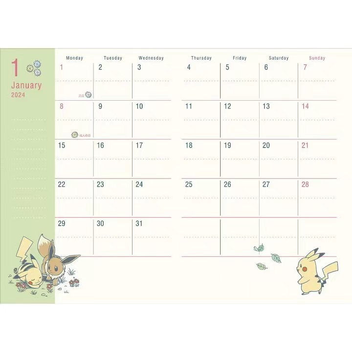 Pikachu 比卡超(粉黃色) A6 Schedule Book 2024