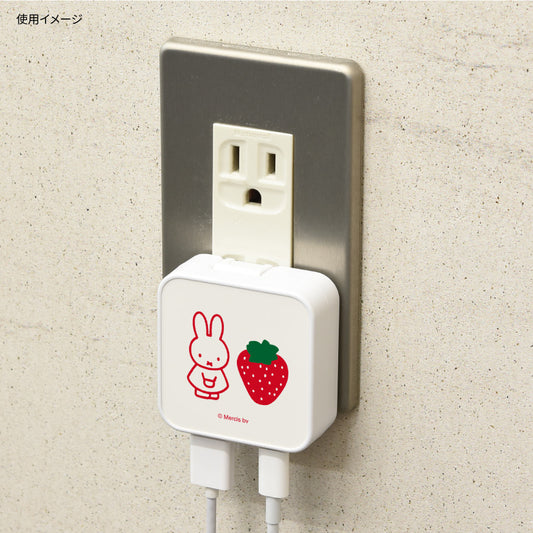 Miffy Strawberry 2腳日本用 USB / USB Type-C AC Adapter (旅行用)