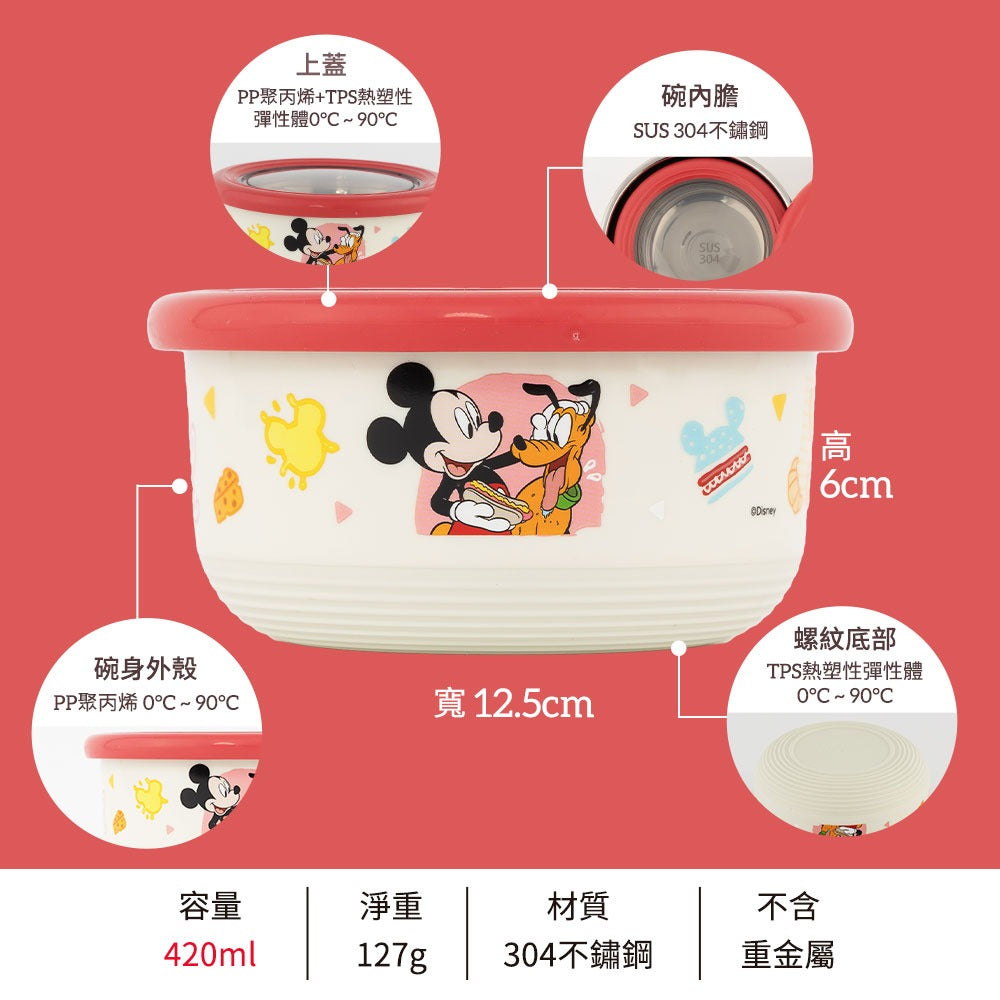 台灣 Mickey 不鏽鋼雙層隔熱碗 420ml