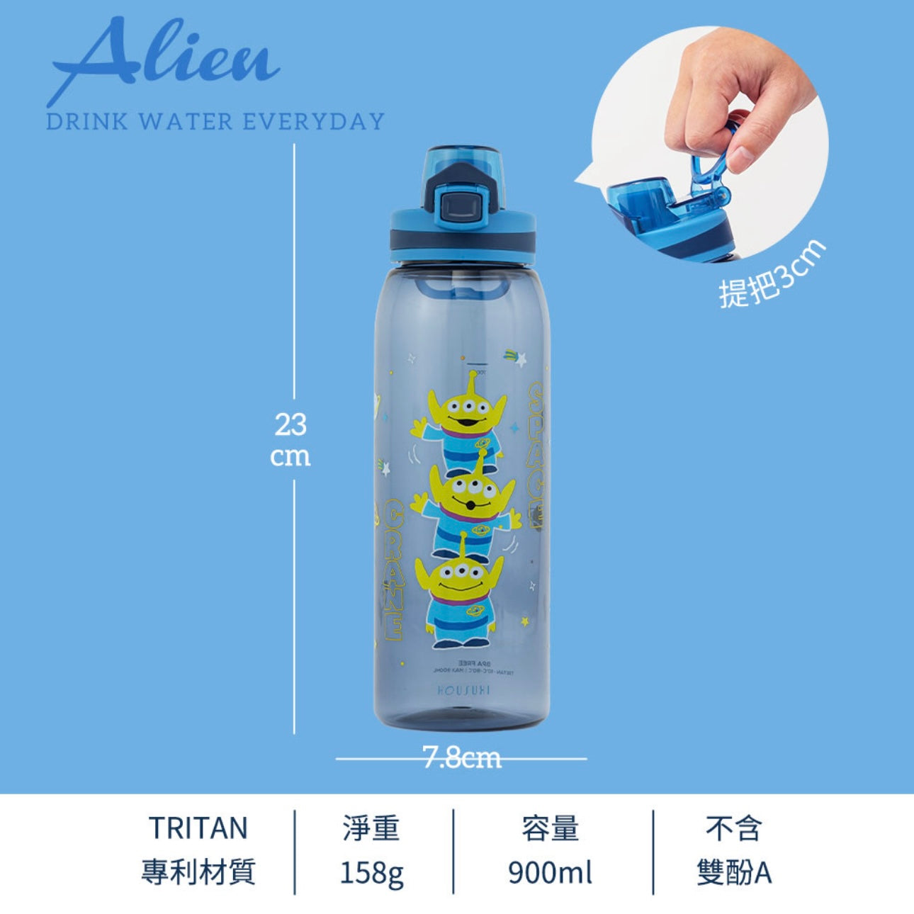 台灣 三眼仔 (太空版) 彈蓋水樽 900ml