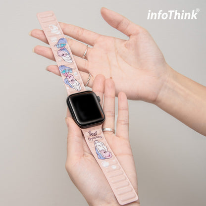 台灣 InfoThink 夢幻深海小牡蠣系列 for Apple Watch 磁吸錶帶(粉/紫)