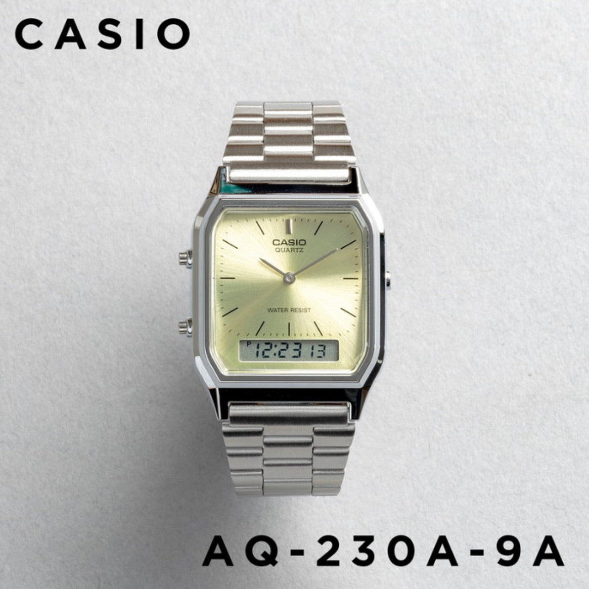 CASIO |AQ-230 人氣大熱復古方角鋼帶手錶