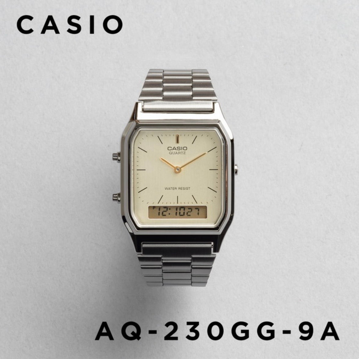 CASIO |AQ-230 人氣大熱復古方角鋼帶手錶