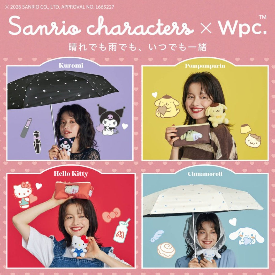 Sanrio x Wpc. 完全遮光100%縮骨遮 (Kitty/ 布甸狗/ 玉桂狗/ Kuromi)