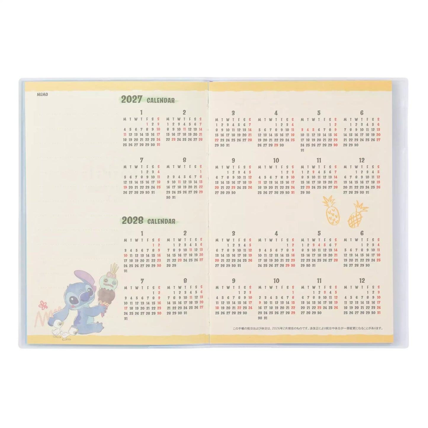 Stitch 月間 B6 Schedule|CALENDAR ＆ ORGANIZER 2027