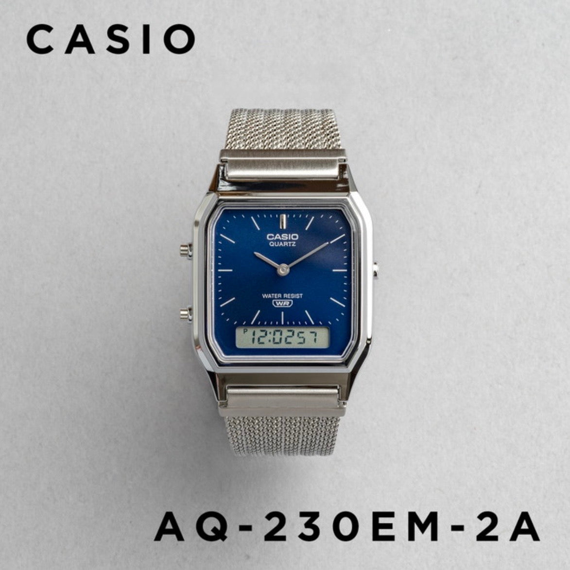 CASIO |AQ-230 人氣大熱復古方角鋼帶手錶