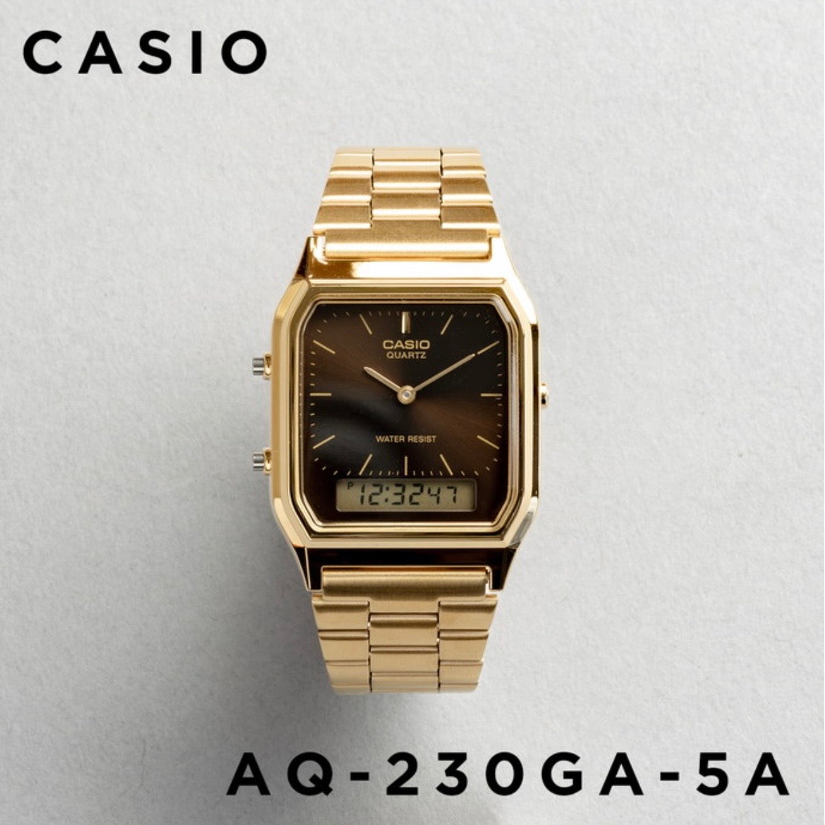 CASIO |AQ-230 人氣大熱復古方角鋼帶手錶