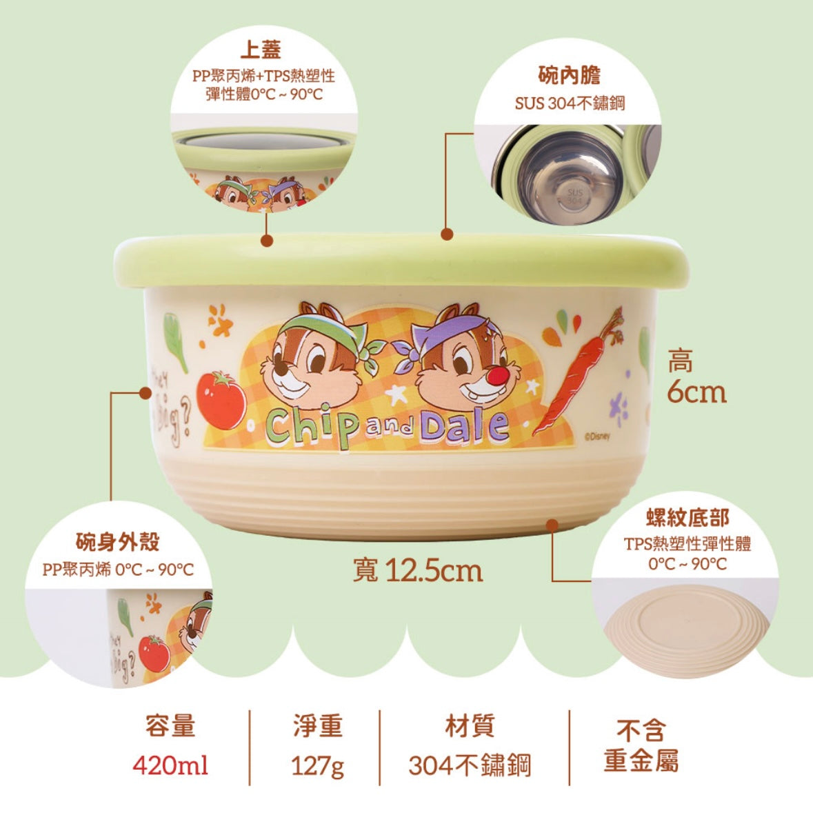 台灣 Chip & Dale 不鏽鋼雙層隔熱碗 420ml