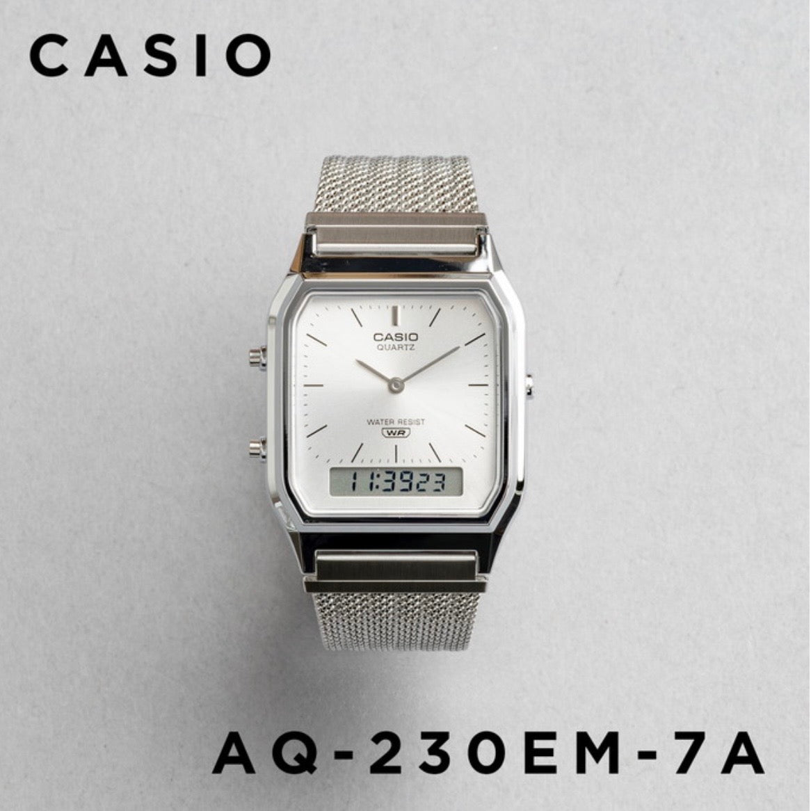 CASIO |AQ-230 人氣大熱復古方角鋼帶手錶