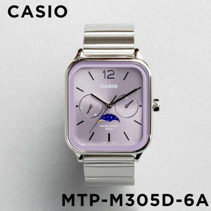 CASIO | MTP-M305 月相顯示盤方角鋼帶手錶 7色