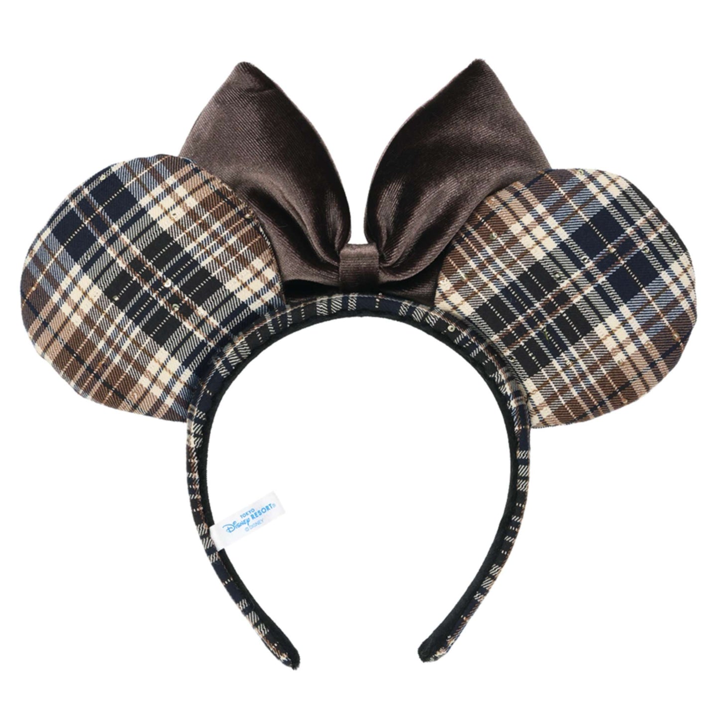 藍啡格仔 蝴蝶結頭箍