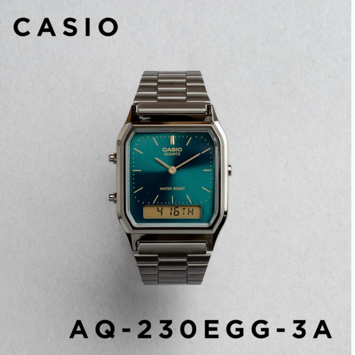 CASIO |AQ-230 人氣大熱復古方角鋼帶手錶