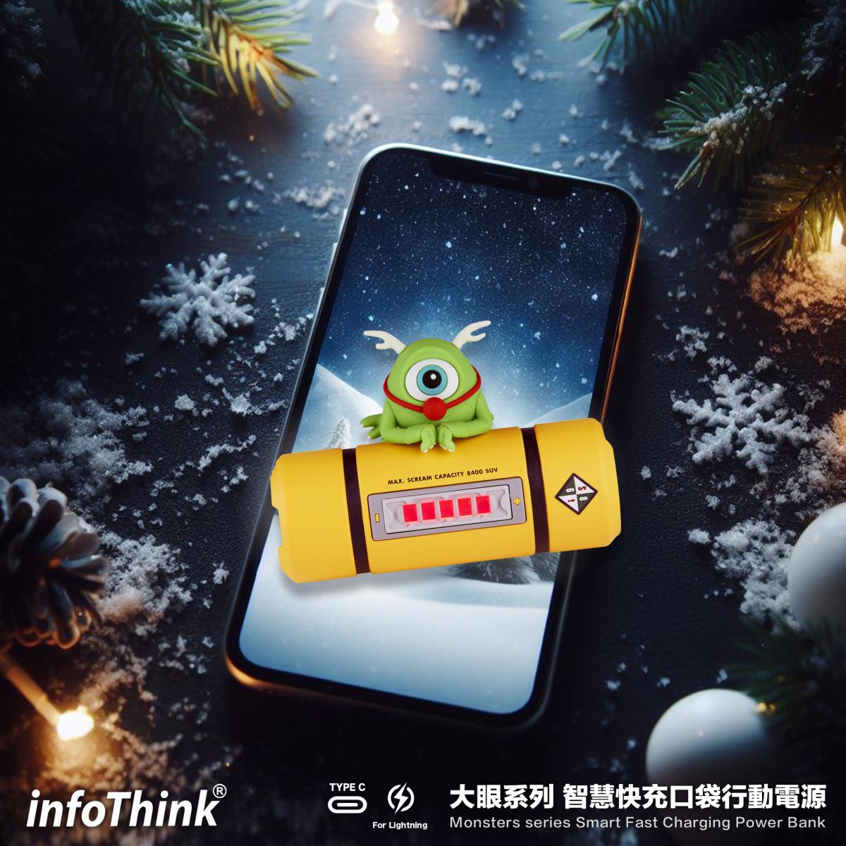 台灣 infoThink Pixar系列 怪獸公司充電器 MU帽/ 毛毛款/ 大眼仔聖誕限量版