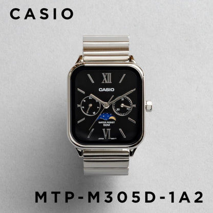 CASIO | MTP-M305 月相顯示盤方角鋼帶手錶 7色