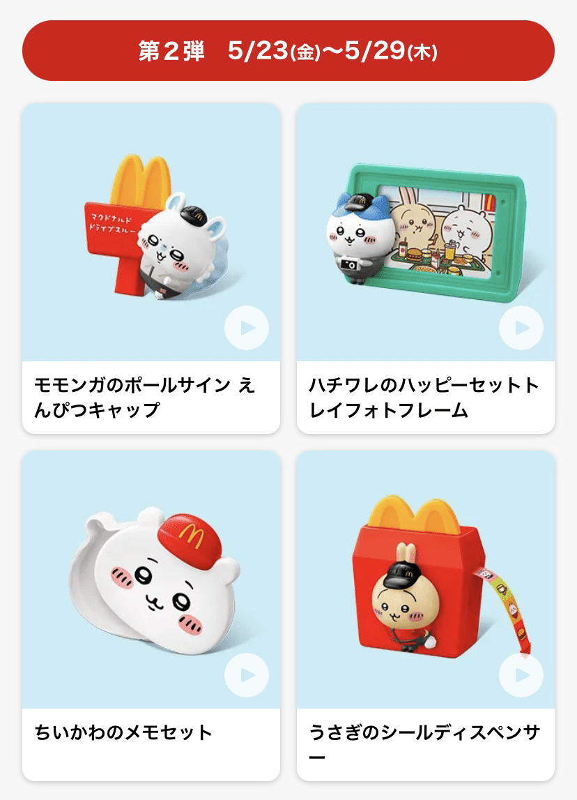 現貨 盲盒 日本M記麥當勞 x Chiikawa | 小可愛 開心樂園餐玩具 第一彈/ 第二彈 *隨機一款