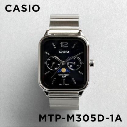 CASIO | MTP-M305 月相顯示盤方角鋼帶手錶 7色