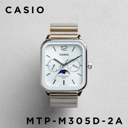 CASIO | MTP-M305 月相顯示盤方角鋼帶手錶 7色