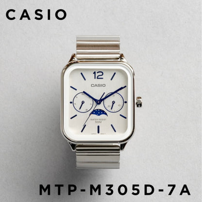 CASIO | MTP-M305 月相顯示盤方角鋼帶手錶 7色