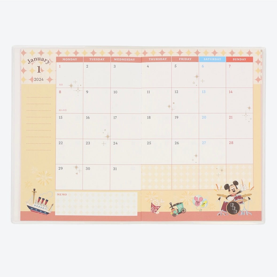 東迪 Happiness Everywhere Schedule 連貼紙 Calendar＆Organizer 2024