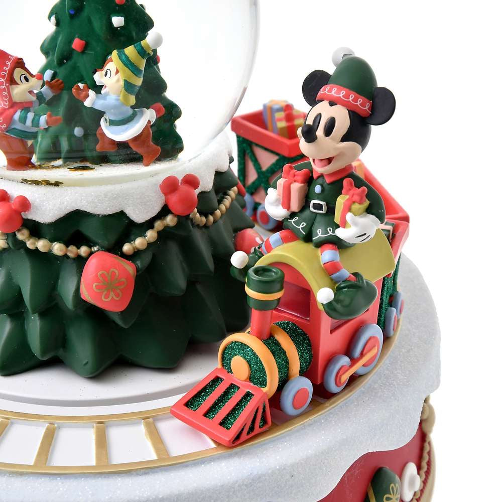 Disney Store Christmas 2024 Mickey & Chip & Dale 音樂水晶球擺設