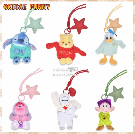 Pooh/ Donald/ Stitch/ Baymax/ 阿尷/ 小矮人 著緊衫公仔掛飾｜OKIGAE FUNNY