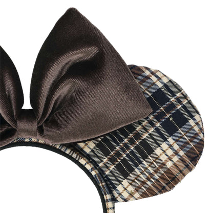 藍啡格仔 蝴蝶結頭箍