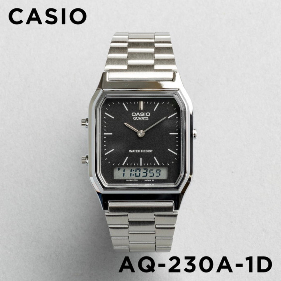 CASIO |AQ-230 人氣大熱復古方角鋼帶手錶