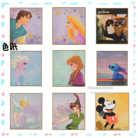 Rapunzel/ Eugene王子/ Elsa/ Anna/ Stitch/  Zootopia/ Mickey/ TinkerBell/ Peter Pan  色紙