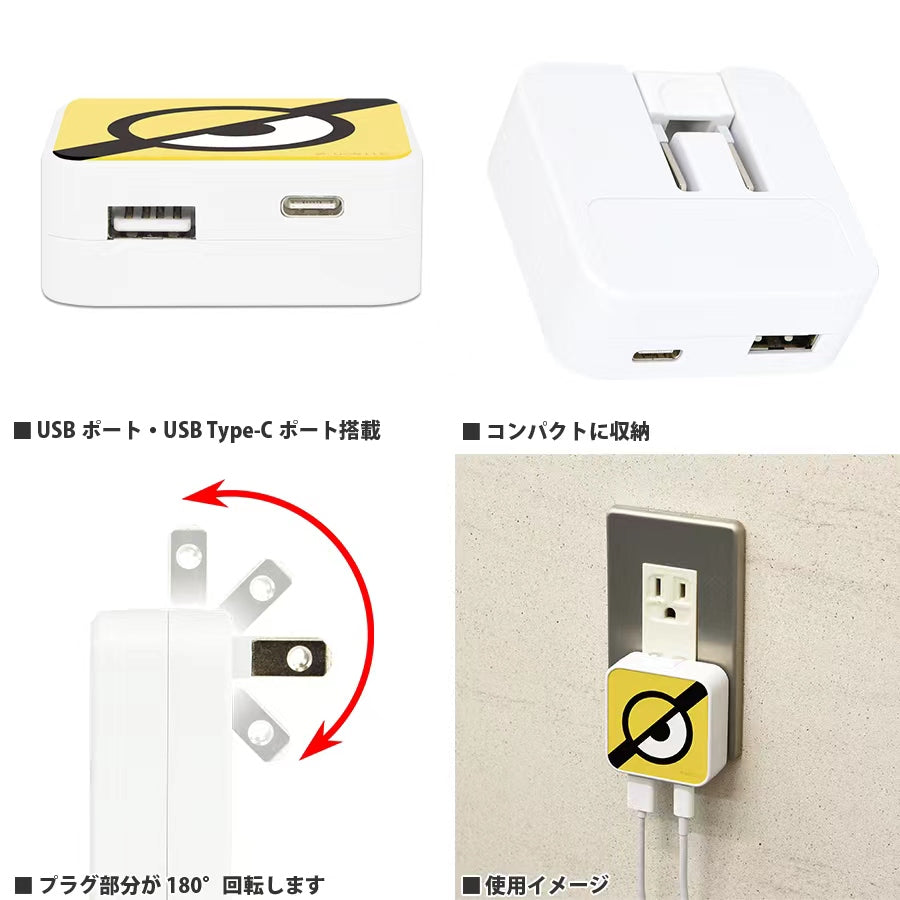怪盗 MINIONS 2腳日本用 USB / USB Type-C AC Adapter (旅行用)