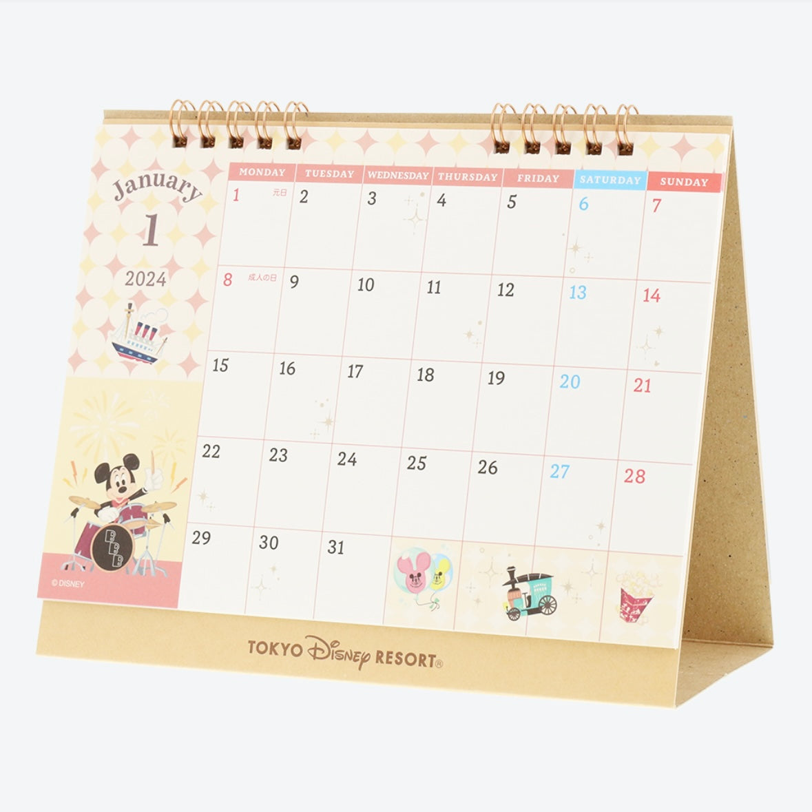 東迪 Happiness Everywhere 座枱月曆連貼紙 Calendar＆Organizer 2024