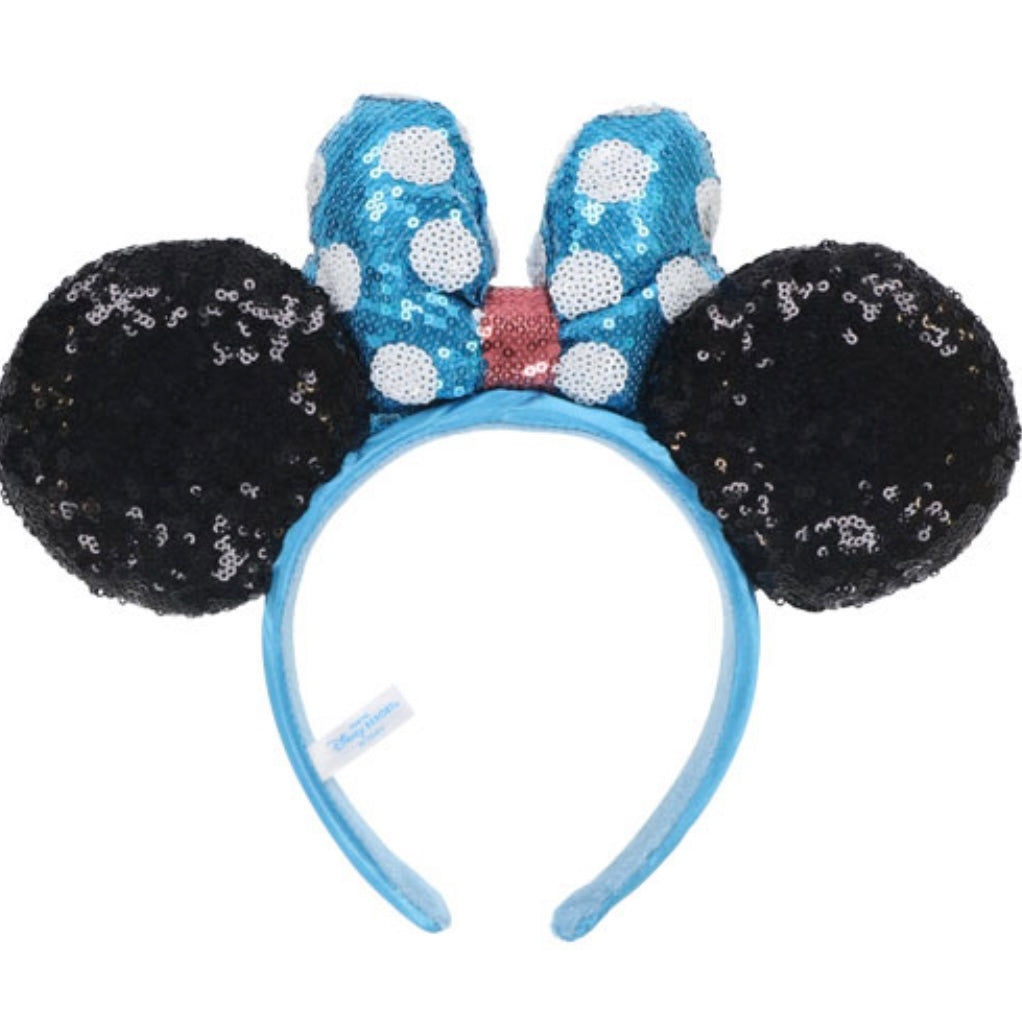 Minnie 藍白蝴蝶結 珠片頭箍